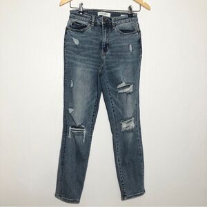 Judy Blue Jeans Womens 26 Lillian High Rise Slim Straight Fit Distressed